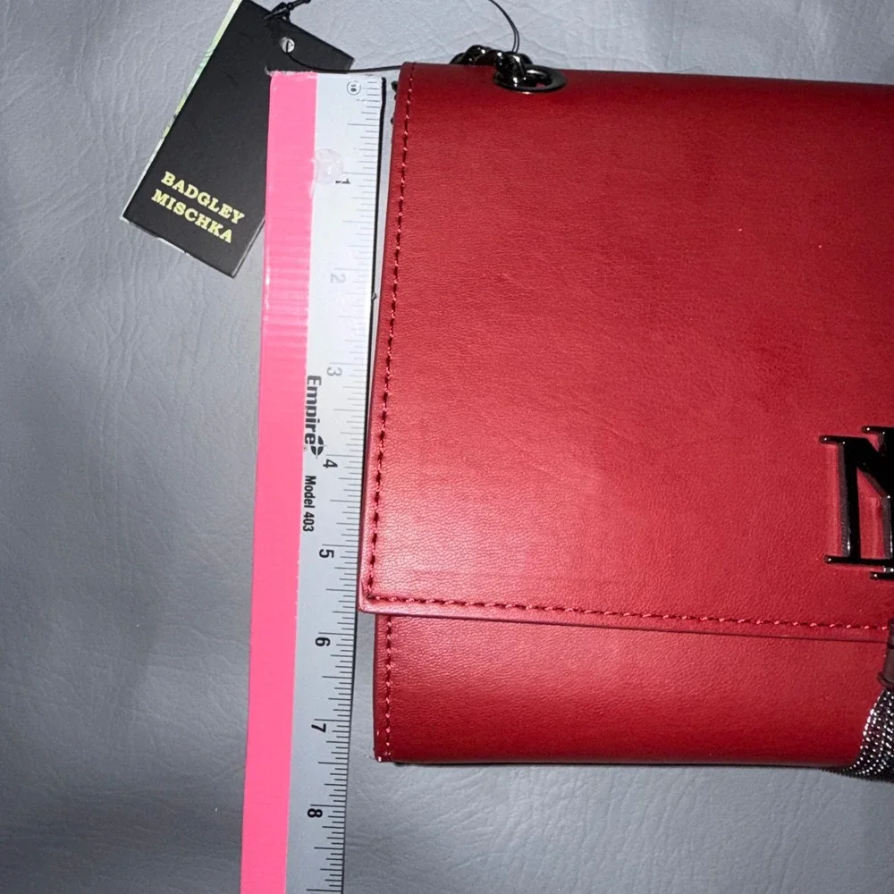 Badgley Mischka Bundle - Wine Red Purse and Croco Embossed Vegan Leather Wallet